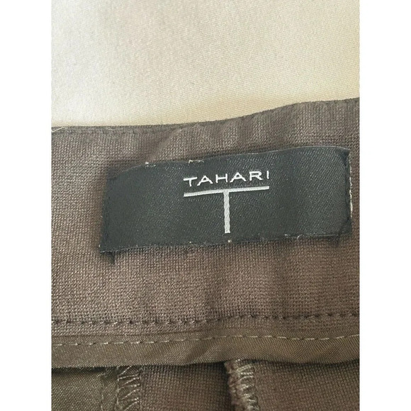 tahari womens pants green size 4 zipper on the side flat front - Picture 10 of 12